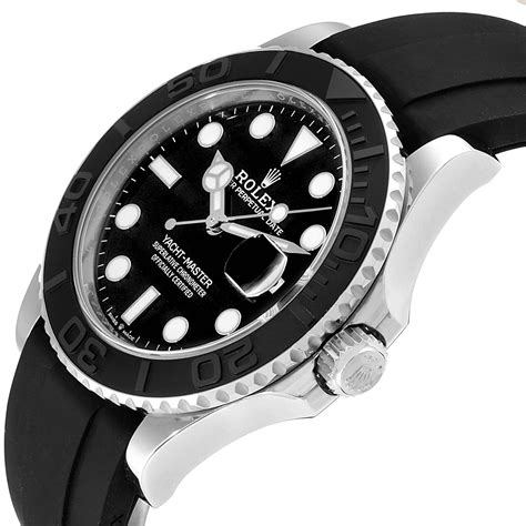 rolex yacht master white gold rubber strap price|rolex rubber strap yachtmaster.